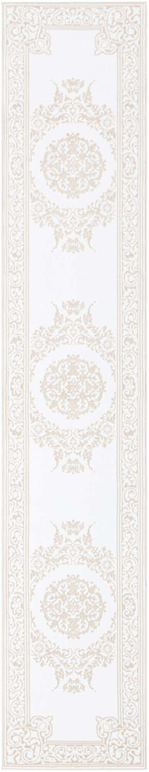 Snow White 2' 6 x 13' Hermitage Runner Area Rug 55% Polypropylene & 45% Polyester Easy Clean Stain-Resistant Carpet for Living, Office, Dorm Rooms for Sale at Rug Engine