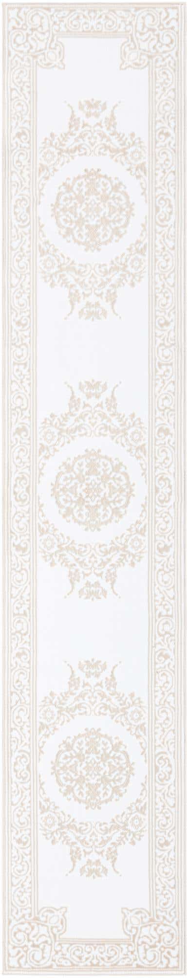 Snow White 2' 6 x 13' Hermitage Runner Area Rug 55% Polypropylene & 45% Polyester Easy Clean Stain-Resistant Carpet for Living, Office, Dorm Rooms for Sale at Rug Engine
