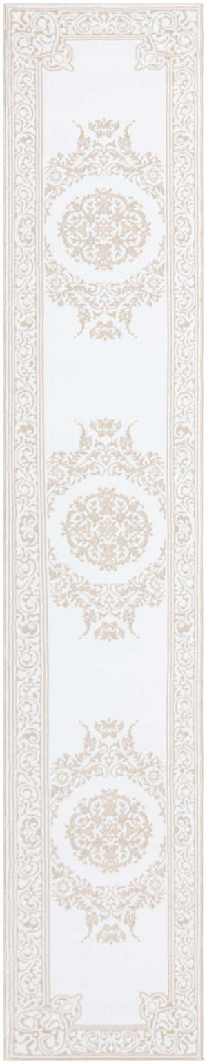 Snow White 2' 6 x 14' Hermitage Runner Area Rug 55% Polypropylene & 45% Polyester Easy Clean Stain-Resistant Carpet for Living, Office, Dorm Rooms for Sale at Rug Engine
