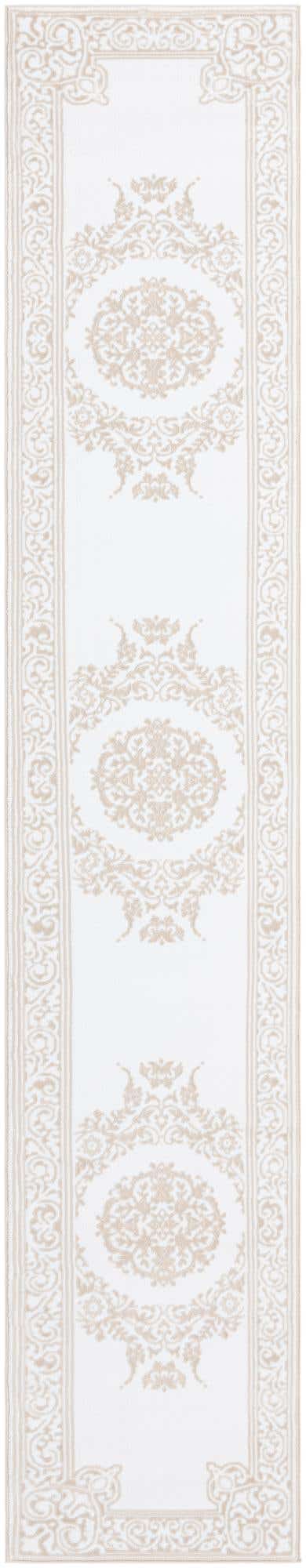 Snow White 2' 6 x 14' Hermitage Runner Area Rug 55% Polypropylene & 45% Polyester Easy Clean Stain-Resistant Carpet for Living, Office, Dorm Rooms for Sale at Rug Engine