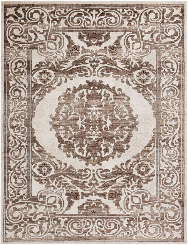 Chocolate Brown 9' x 12' Hermitage Rectangle Area Rug 55% Polypropylene & 45% Polyester Easy Clean Stain-Resistant Carpet for Living, Office, Dorm Rooms for Sale at Rug Engine