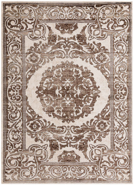 Chocolate Brown 7' x 10' Hermitage Rectangle Area Rug 55% Polypropylene & 45% Polyester Easy Clean Stain-Resistant Carpet for Living, Office, Dorm Rooms for Sale at Rug Engine