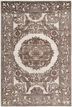 Chocolate Brown 5' 3 x 8' Hermitage Rectangle Area Rug 55% Polypropylene & 45% Polyester Easy Clean Stain-Resistant Carpet for Living, Office, Dorm Rooms for Sale at Rug Engine
