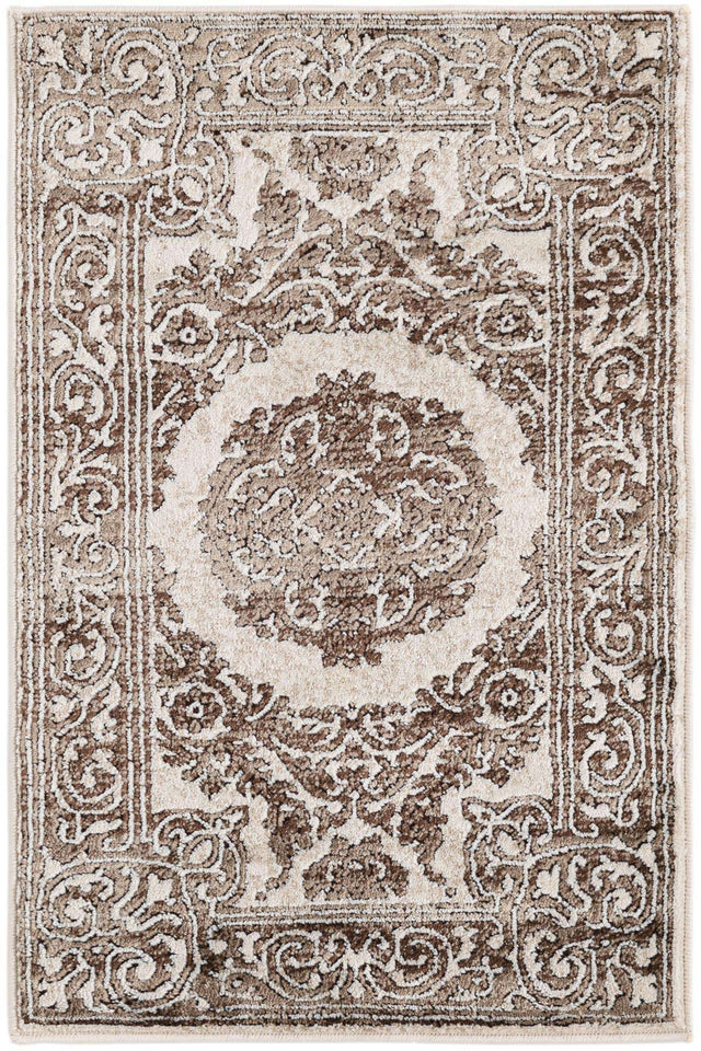 Chocolate Brown 2' x 3' Hermitage Rectangle Area Rug 55% Polypropylene & 45% Polyester Easy Clean Stain-Resistant Carpet for Living, Office, Dorm Rooms for Sale at Rug Engine