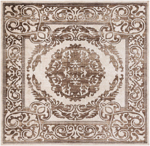 Chocolate Brown 10' 8 x 10' 8 Hermitage Square Area Rug 55% Polypropylene & 45% Polyester Easy Clean Stain-Resistant Carpet for Living, Office, Dorm Rooms for Sale at Rug Engine