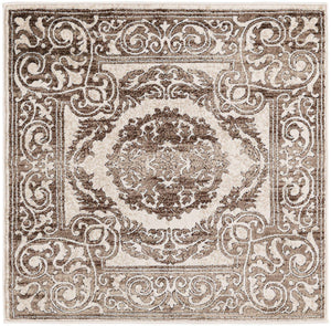Chocolate Brown 3' 3 x 3' 3 Hermitage Square Area Rug 55% Polypropylene & 45% Polyester Easy Clean Stain-Resistant Carpet for Living, Office, Dorm Rooms for Sale at Rug Engine