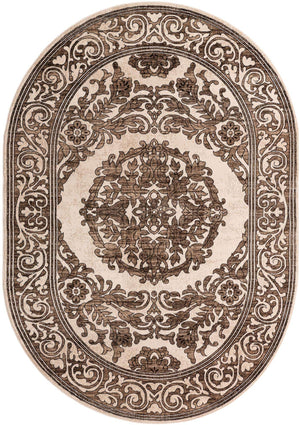 Chocolate Brown 7' x 10' Hermitage Oval Area Rug 55% Polypropylene & 45% Polyester Easy Clean Stain-Resistant Carpet for Living, Office, Dorm Rooms for Sale at Rug Engine