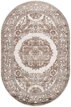 Chocolate Brown 5' 3 x 8' Hermitage Oval Area Rug 55% Polypropylene & 45% Polyester Easy Clean Stain-Resistant Carpet for Living, Office, Dorm Rooms for Sale at Rug Engine