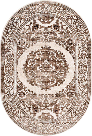 Chocolate Brown 4' x 6' Hermitage Oval Area Rug 55% Polypropylene & 45% Polyester Easy Clean Stain-Resistant Carpet for Living, Office, Dorm Rooms for Sale at Rug Engine