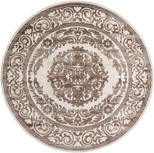 Chocolate Brown 10' 8 x 10' 8 Hermitage Round Area Rug 55% Polypropylene & 45% Polyester Easy Clean Stain-Resistant Carpet for Living, Office, Dorm Rooms for Sale at Rug Engine