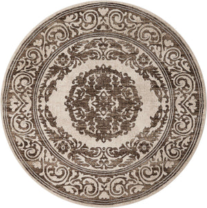 Chocolate Brown 7' 10 x 7' 10 Hermitage Round Area Rug 55% Polypropylene & 45% Polyester Easy Clean Stain-Resistant Carpet for Living, Office, Dorm Rooms for Sale at Rug Engine