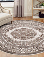Chocolate Brown 6' x 6' Hermitage Round Area Rug 55% Polypropylene & 45% Polyester Easy Clean Stain-Resistant Carpet for Living, Office, Dorm Rooms for Sale at Rug Engine