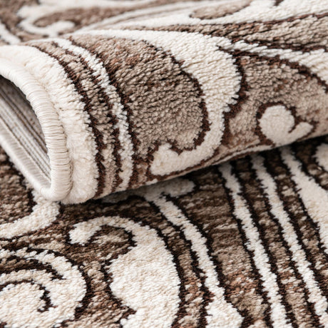 Chocolate Brown 6' x 6' Hermitage Round Area Rug 55% Polypropylene & 45% Polyester Easy Clean Stain-Resistant Carpet for Living, Office, Dorm Rooms for Sale at Rug Engine