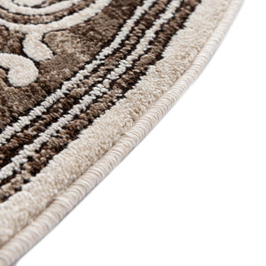 Chocolate Brown 6' x 6' Hermitage Round Area Rug 55% Polypropylene & 45% Polyester Easy Clean Stain-Resistant Carpet for Living, Office, Dorm Rooms for Sale at Rug Engine
