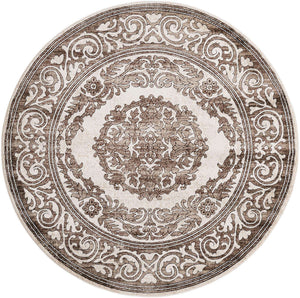 Chocolate Brown 6' x 6' Hermitage Round Area Rug 55% Polypropylene & 45% Polyester Easy Clean Stain-Resistant Carpet for Living, Office, Dorm Rooms for Sale at Rug Engine