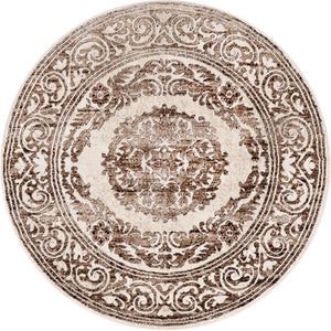 Chocolate Brown 4' x 4' Hermitage Round Area Rug 55% Polypropylene & 45% Polyester Easy Clean Stain-Resistant Carpet for Living, Office, Dorm Rooms for Sale at Rug Engine