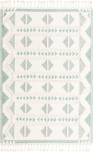 Aquamarine and White 6' 1 x 9' Mesa Rectangle Area Rug 100% Wool Geometric All Natural Carpet for Living, Dining, Office, Bedrooms, Dorms, Kitchens for Sale at Rug Engine
