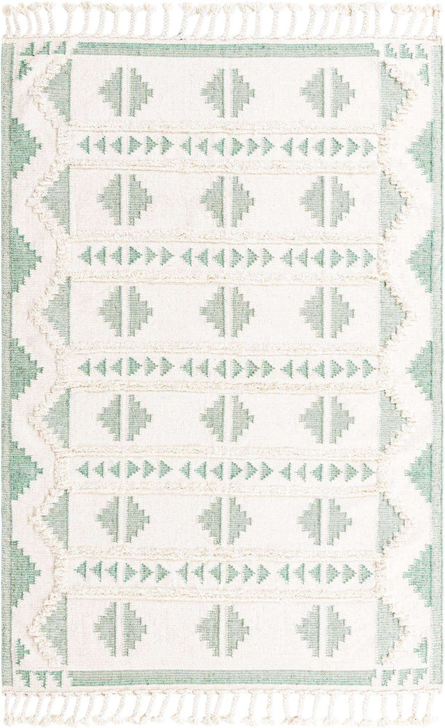 Aquamarine and White 6' 1 x 9' Mesa Rectangle Area Rug 100% Wool Geometric All Natural Carpet for Living, Dining, Office, Bedrooms, Dorms, Kitchens for Sale at Rug Engine