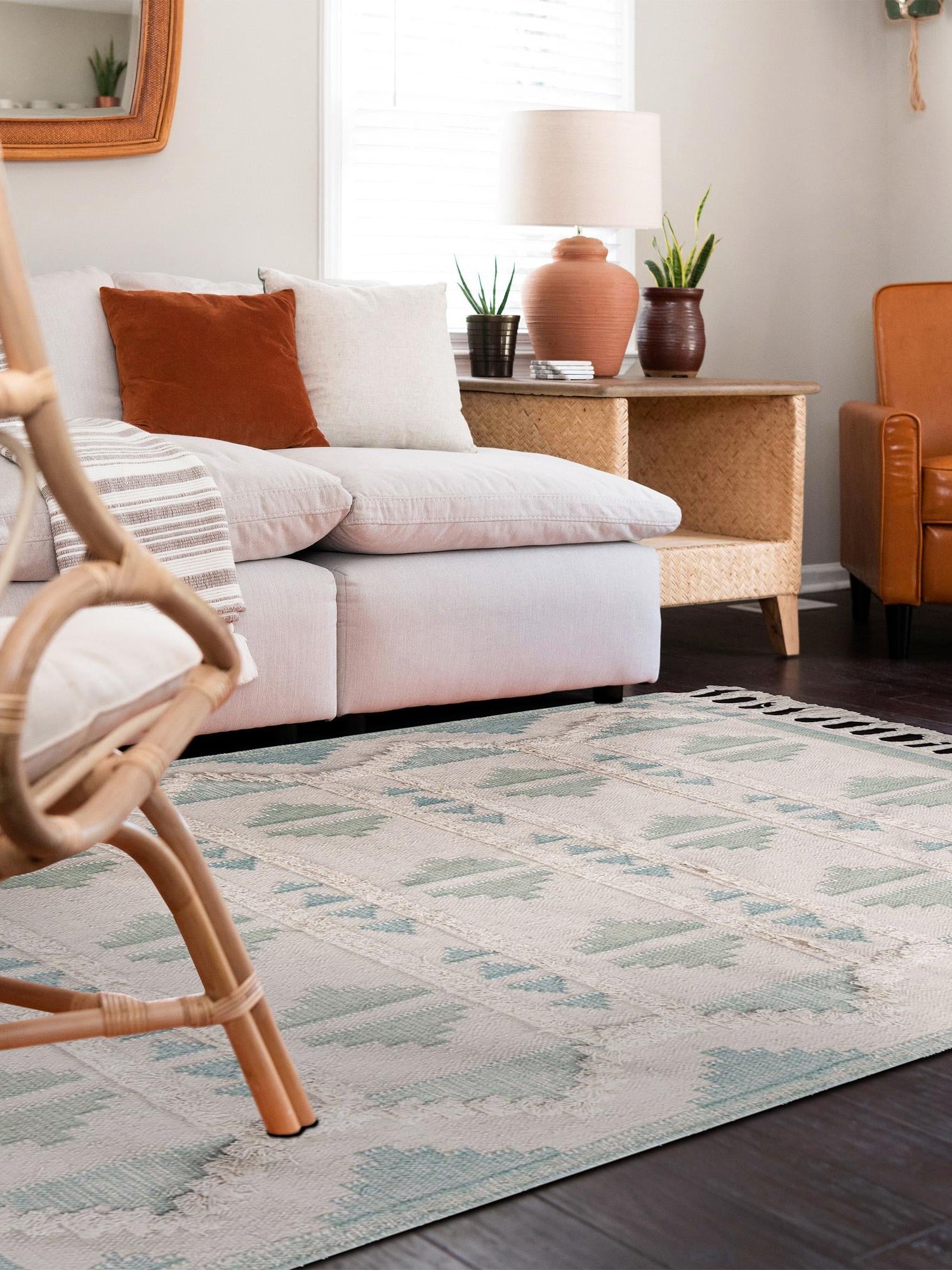 Aquamarine and White 2' x 3' 1 Mesa Rectangle Area Rug 100% Wool Geometric All Natural Carpet for Living, Dining, Office, Bedrooms, Dorms, Kitchens for Sale at Rug Engine