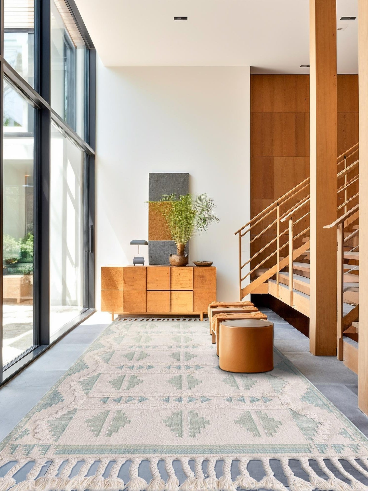 Aquamarine and White 2' x 3' 1 Mesa Rectangle Area Rug 100% Wool Geometric All Natural Carpet for Living, Dining, Office, Bedrooms, Dorms, Kitchens for Sale at Rug Engine