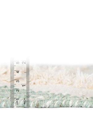 Aquamarine and White 2' 7 x 10' Mesa Runner Area Rug 100% Wool Geometric All Natural Carpet for Living, Dining, Office, Bedrooms, Dorms, Kitchens for Sale at Rug Engine