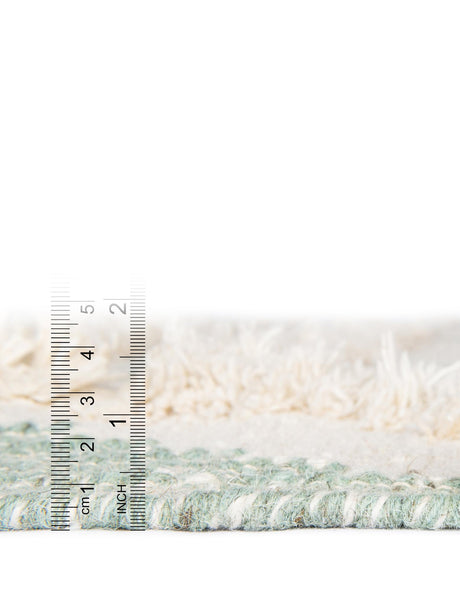 Aquamarine and White 2' 7 x 10' Mesa Runner Area Rug 100% Wool Geometric All Natural Carpet for Living, Dining, Office, Bedrooms, Dorms, Kitchens for Sale at Rug Engine