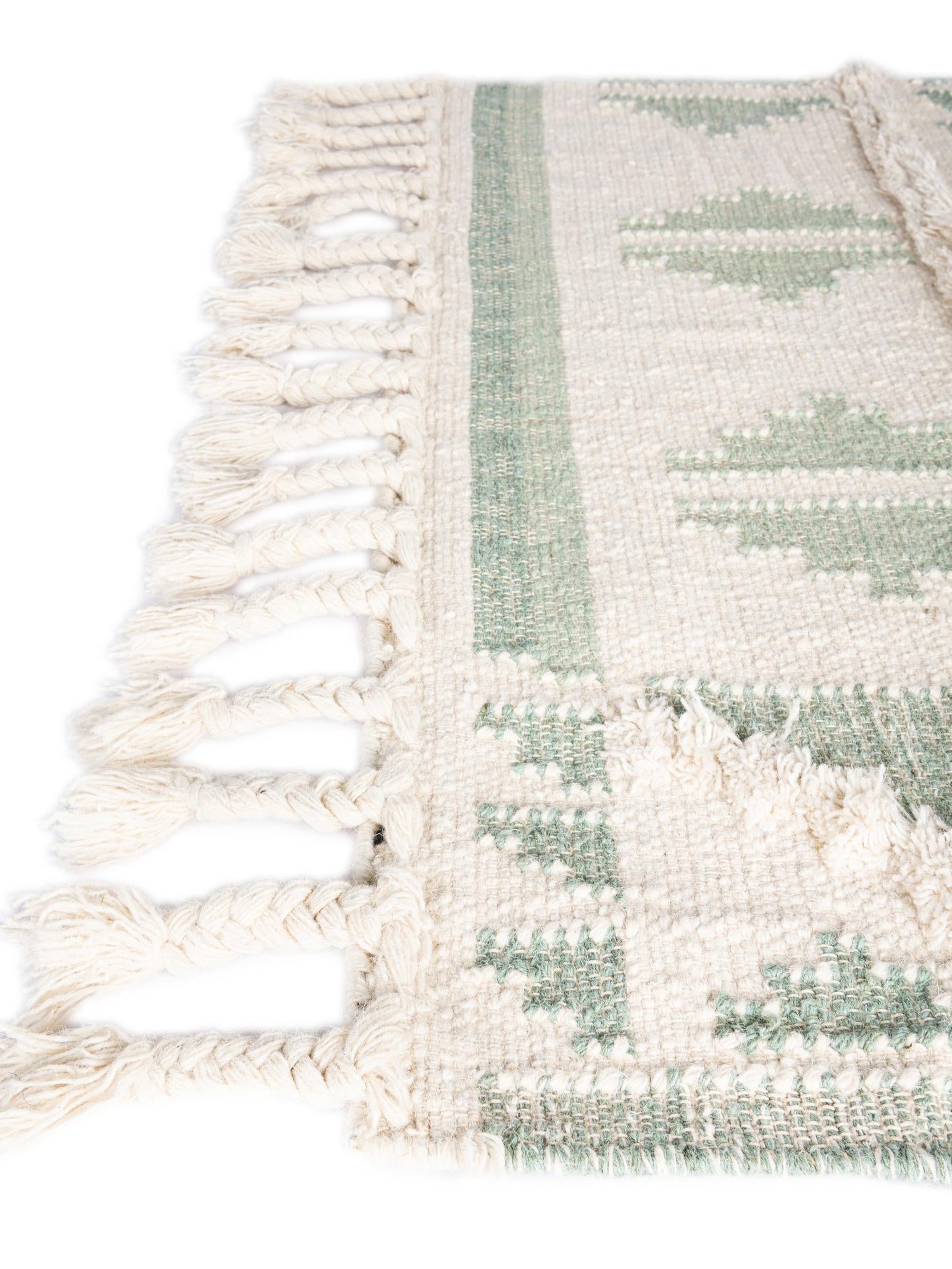 Aquamarine and White 2' 2 x 6' 1 Mesa Runner Area Rug 100% Wool Geometric All Natural Carpet for Living, Dining, Office, Bedrooms, Dorms, Kitchens for Sale at Rug Engine