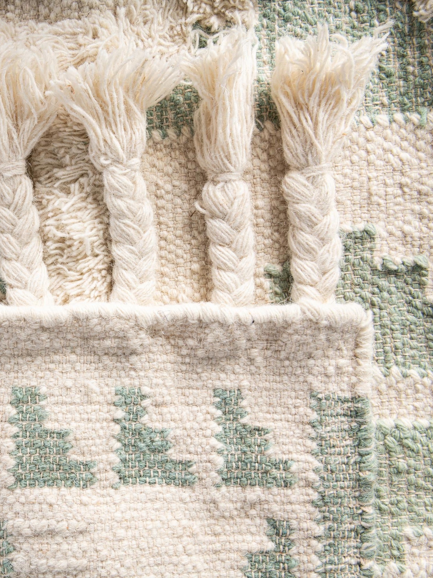 Aquamarine and White 2' 7 x 13' 1 Mesa Runner Area Rug 100% Wool Geometric All Natural Carpet for Living, Dining, Office, Bedrooms, Dorms, Kitchens for Sale at Rug Engine