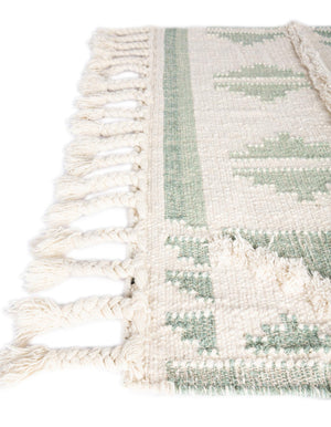 Aquamarine and White 10' x 10' Mesa Square Area Rug 100% Wool Geometric All Natural Carpet for Living, Dining, Office, Bedrooms, Dorms, Kitchens for Sale at Rug Engine