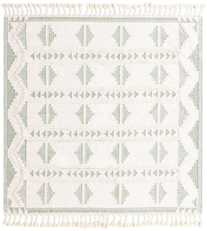Aquamarine and White 8' x 8' Mesa Square Area Rug 100% Wool Geometric All Natural Carpet for Living, Dining, Office, Bedrooms, Dorms, Kitchens for Sale at Rug Engine