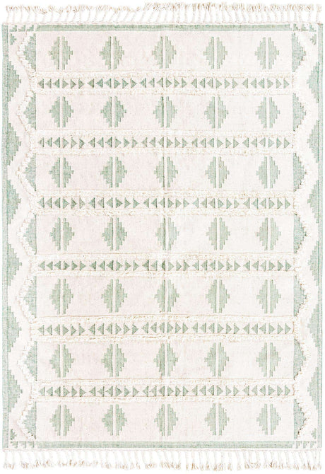 Aquamarine and White 9' x 12' Mesa Rectangle Area Rug 100% Wool Geometric All Natural Carpet for Living, Dining, Office, Bedrooms, Dorms, Kitchens for Sale at Rug Engine