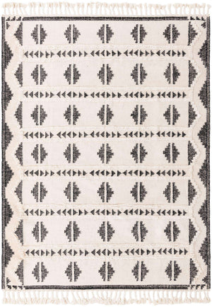 Black and White 9' x 12' Mesa Rectangle Area Rug 100% Wool Geometric All Natural Carpet for Living, Dining, Office, Bedrooms, Dorms, Kitchens for Sale at Rug Engine
