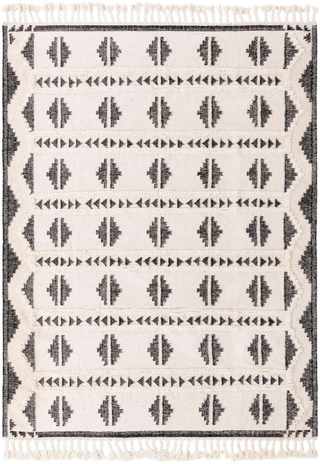 Black and White 9' x 12' Mesa Rectangle Area Rug 100% Wool Geometric All Natural Carpet for Living, Dining, Office, Bedrooms, Dorms, Kitchens for Sale at Rug Engine