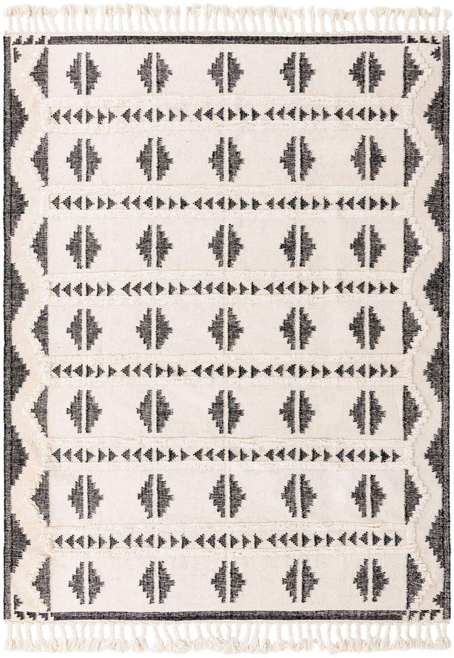 Black and White 9' x 12' Mesa Rectangle Area Rug 100% Wool Geometric All Natural Carpet for Living, Dining, Office, Bedrooms, Dorms, Kitchens for Sale at Rug Engine