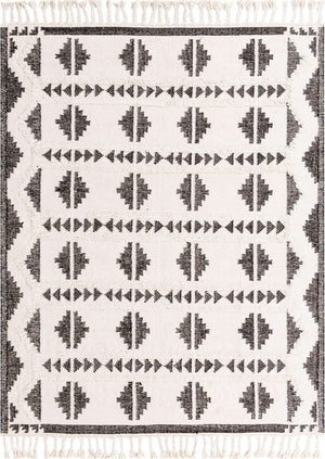 Black and White 8' x 10' Mesa Rectangle Area Rug 100% Wool Geometric All Natural Carpet for Living, Dining, Office, Bedrooms, Dorms, Kitchens for Sale at Rug Engine