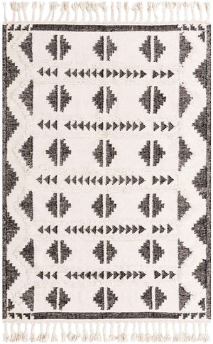 Black and White 6' 1 x 9' Mesa Rectangle Area Rug 100% Wool Geometric All Natural Carpet for Living, Dining, Office, Bedrooms, Dorms, Kitchens for Sale at Rug Engine
