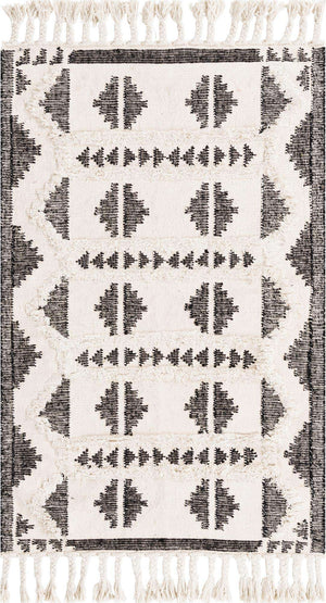 Black and White 4' 1 x 6' 1 Mesa Rectangle Area Rug 100% Wool Geometric All Natural Carpet for Living, Dining, Office, Bedrooms, Dorms, Kitchens for Sale at Rug Engine