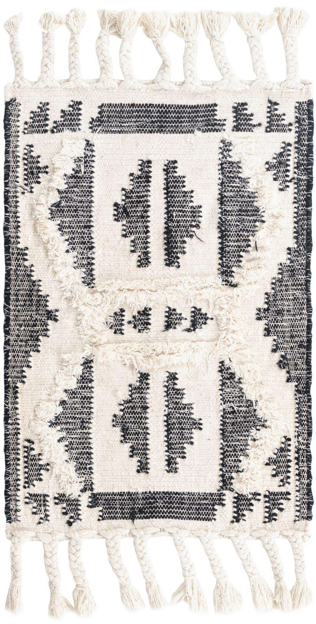 Black and White 2' x 3' 1 Mesa Rectangle Area Rug 100% Wool Geometric All Natural Carpet for Living, Dining, Office, Bedrooms, Dorms, Kitchens for Sale at Rug Engine