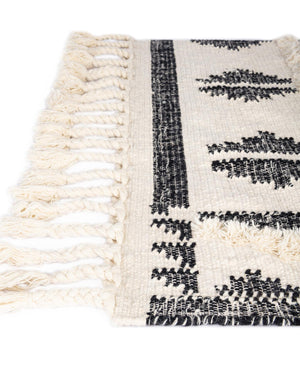 Black and White 2' 7 x 13' 1 Mesa Runner Area Rug 100% Wool Geometric All Natural Carpet for Living, Dining, Office, Bedrooms, Dorms, Kitchens for Sale at Rug Engine