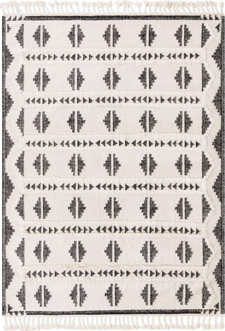 Black and White 10' x 14' 1 Mesa Rectangle Area Rug 100% Wool Geometric All Natural Carpet for Living, Dining, Office, Bedrooms, Dorms, Kitchens for Sale at Rug Engine