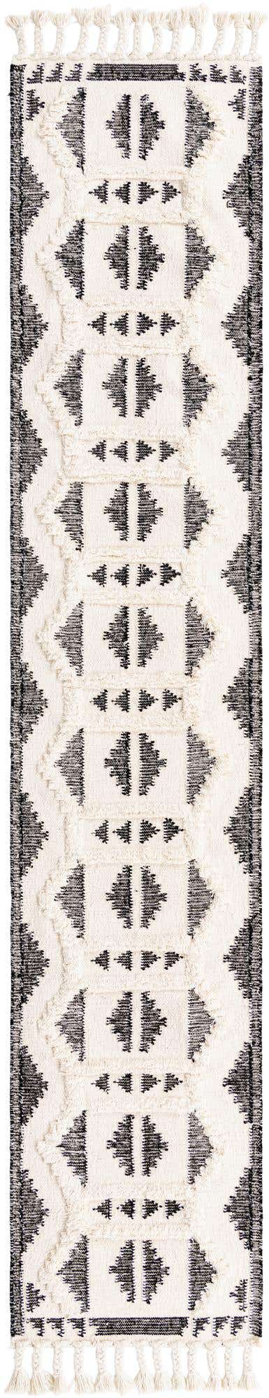 Black and White 2' 7 x 13' 1 Mesa Runner Area Rug 100% Wool Geometric All Natural Carpet for Living, Dining, Office, Bedrooms, Dorms, Kitchens for Sale at Rug Engine