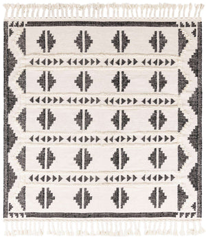 Black and White 8' x 8' Mesa Square Area Rug 100% Wool Geometric All Natural Carpet for Living, Dining, Office, Bedrooms, Dorms, Kitchens for Sale at Rug Engine