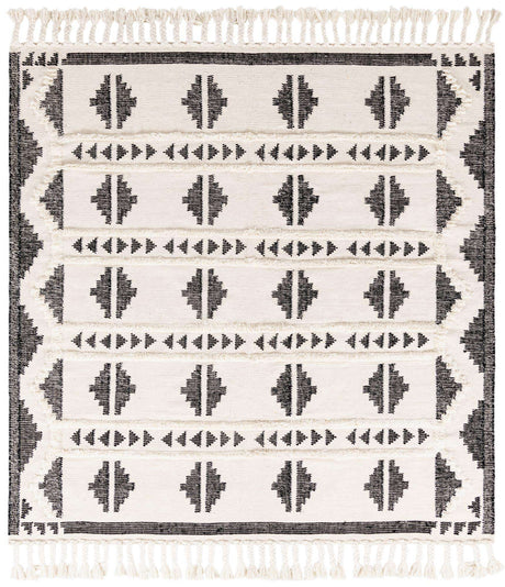 Black and White 8' x 8' Mesa Square Area Rug 100% Wool Geometric All Natural Carpet for Living, Dining, Office, Bedrooms, Dorms, Kitchens for Sale at Rug Engine
