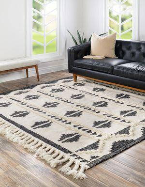 Black and White 10' x 10' Mesa Square Area Rug 100% Wool Geometric All Natural Carpet for Living, Dining, Office, Bedrooms, Dorms, Kitchens for Sale at Rug Engine