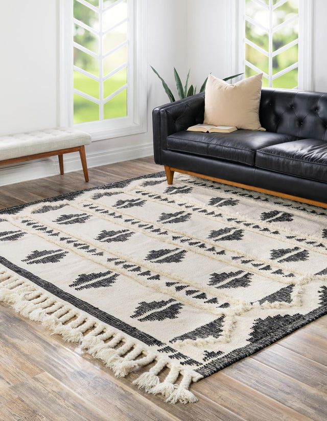 Black and White 10' x 10' Mesa Square Area Rug 100% Wool Geometric All Natural Carpet for Living, Dining, Office, Bedrooms, Dorms, Kitchens for Sale at Rug Engine