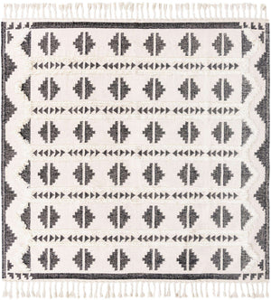 Black and White 10' x 10' Mesa Square Area Rug 100% Wool Geometric All Natural Carpet for Living, Dining, Office, Bedrooms, Dorms, Kitchens for Sale at Rug Engine