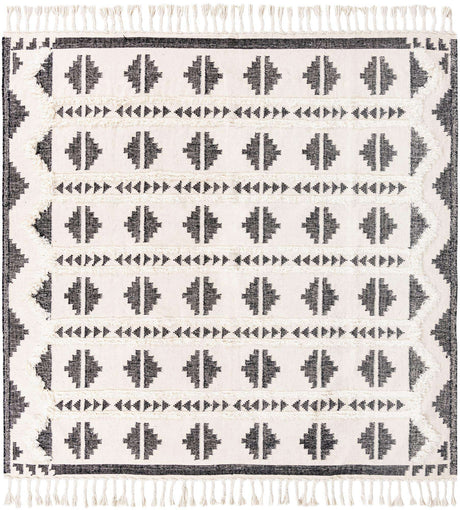 Black and White 10' x 10' Mesa Square Area Rug 100% Wool Geometric All Natural Carpet for Living, Dining, Office, Bedrooms, Dorms, Kitchens for Sale at Rug Engine