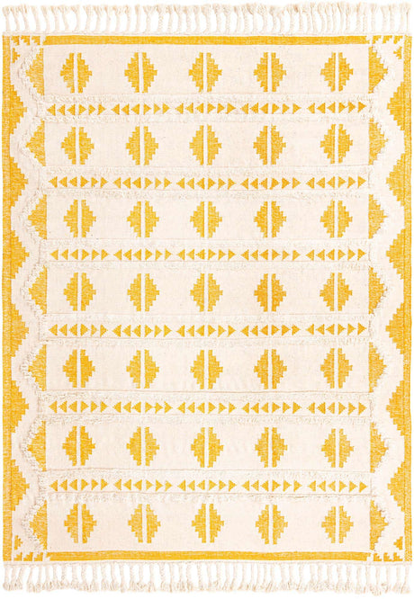 Yellow and White 9' x 12' Mesa Rectangle Area Rug 100% Wool Geometric All Natural Carpet for Living, Dining, Office, Bedrooms, Dorms, Kitchens for Sale at Rug Engine