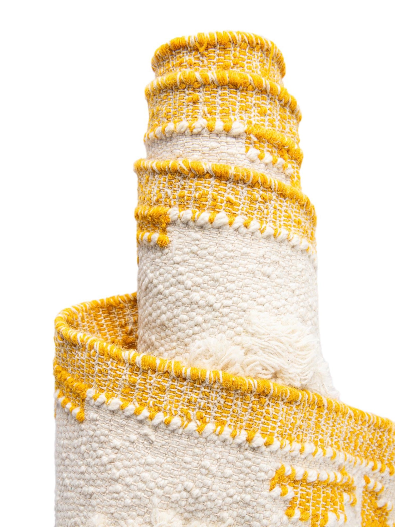 Yellow and White 2' 2 x 5' 1 Mesa Runner Area Rug 100% Wool Geometric All Natural Carpet for Living, Dining, Office, Bedrooms, Dorms, Kitchens for Sale at Rug Engine