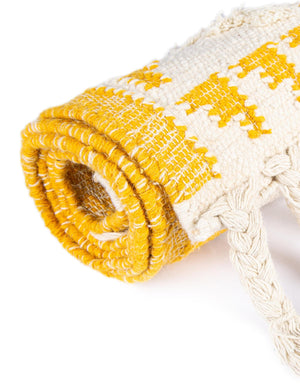 Yellow and White 2' 2 x 5' 1 Mesa Runner Area Rug 100% Wool Geometric All Natural Carpet for Living, Dining, Office, Bedrooms, Dorms, Kitchens for Sale at Rug Engine